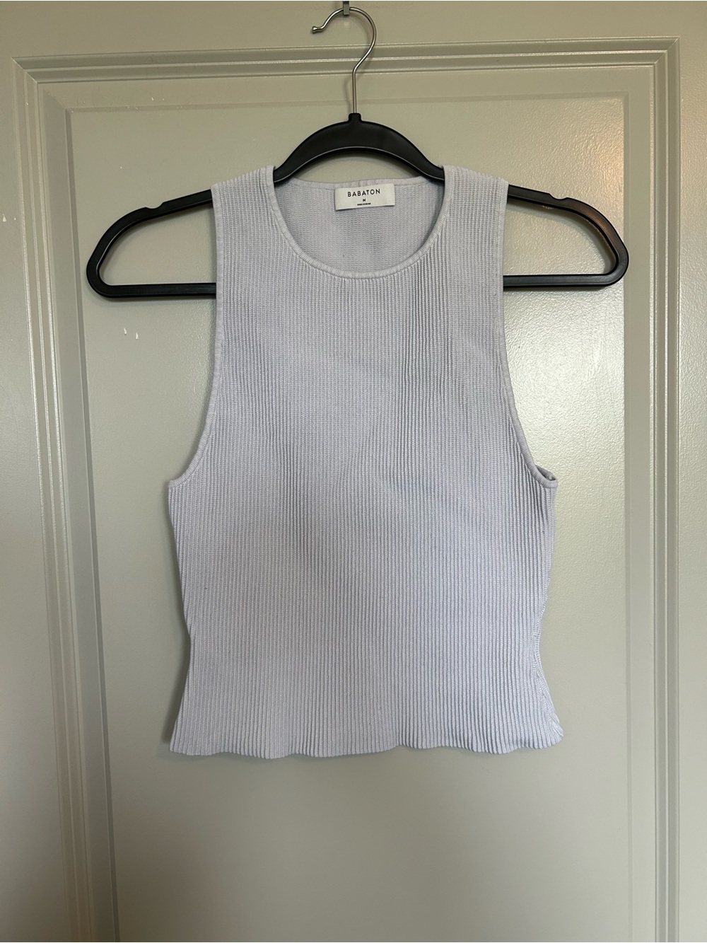 Babaton Aritzia Ribbed Tank Top in Light Gray